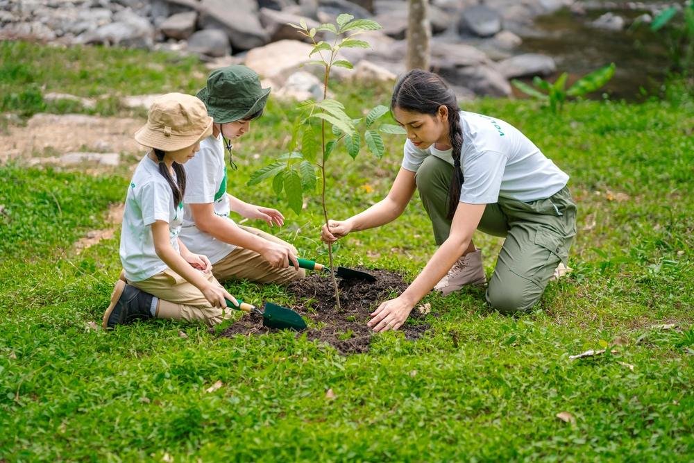 Children,Join,As,Volunteers,For,Reforestation,,Earth,Conservation,Activities,To